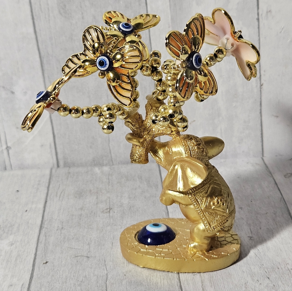 Mini Turkish Blue Evil Eye Tree With Lucky Elephant